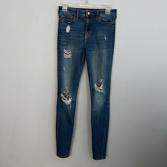 Hollister women’s juniors skinny high rise stretch jeans size 27 x 32 size 5 L - Picture 2 of 13